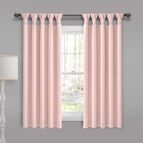 Vista 4 de Lush Decor - Cortinas con pestañas anudadas y aisladas para oscurecer la habitación, juego de paneles de cortina para ventana, 52" de ancho x 84
