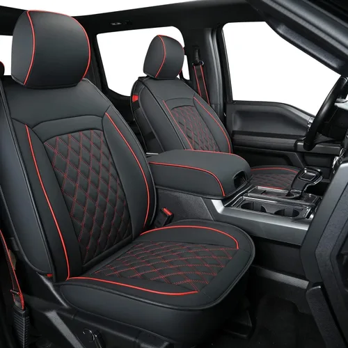 Vista 9 de LUCKYMAN CLUB Fundas de asiento para F150 Compatibles con F150 SuperCrew 2010-2014 con piel sintética impermeable (Juego completo, Negro)