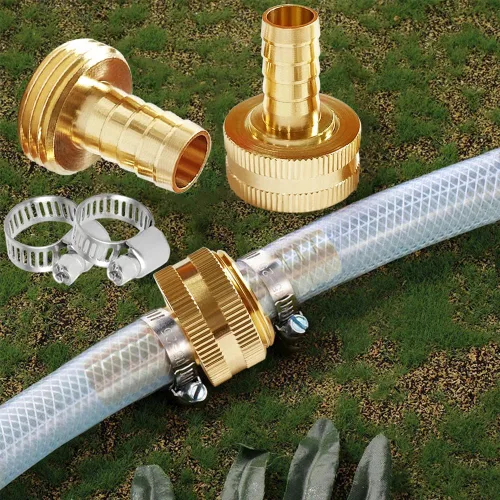 Vista 3 de Uenede Conector de reparación de manguera de jardín de latón macizo con abrazaderas, apto para manguera de agua de jardín de 1/2 pulgada, accesorio
