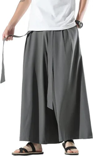 Vista 10 de Seidarise Pantalones de yoga japoneses de lino estilo harén de pierna ancha para hombre, estilo harén, estilo hip hop, holgados
