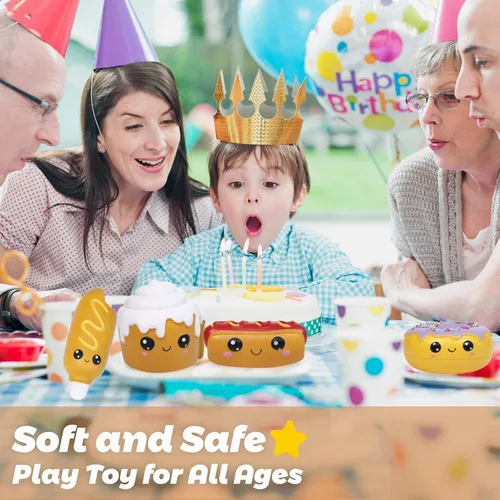 Vista 5 de Anboor 4 piezas Squishies Hot Dog Cake Pan Donut Kawaii perfumado suave levantamiento lento exprimir alivio del estrés niños juguete Navidad