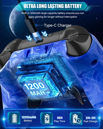 Vista 7 de Wireless Switch Controllers for Nintendo Switch/Lite/OLED/Switch 2, 1200mAh Rechargeable Pro Controller, 10 Colors LED Light up, Switch Turbo Remote