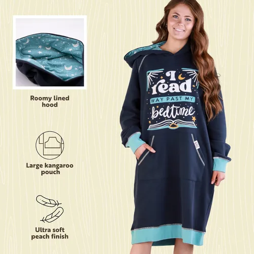 Vista 69 de Lazy One Sudadera con capucha de gran tamaño, ropa de dormir cómoda, vestido de suéter para mujer