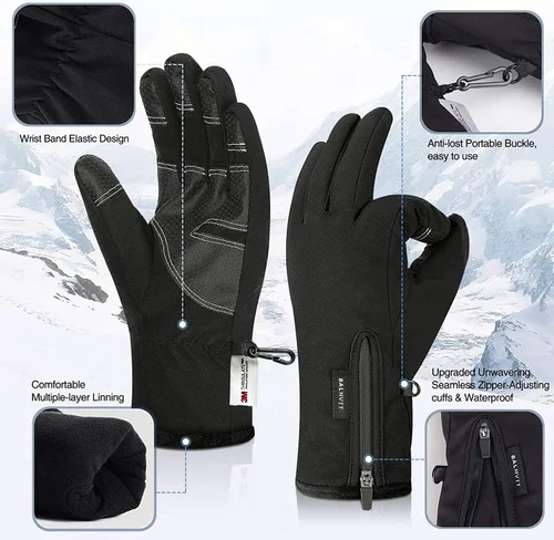 Vista 6 de Balhvit -10 Waterproof Winter Gloves for Men Women Breathable Thermal Gloves 5-Layer Touch Screen Cold Weather Gloves