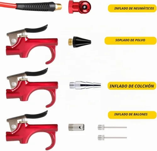Vista 2 de Hromee Kit de accesorios de compresor de aire de 16 piezas con manguera de aire de polietileno de retroceso de 1/4 pulgadas, kit de inflado