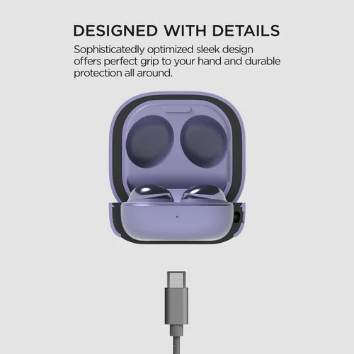 Vista 2 de VRS Design Funda moderna para Galaxy Buds (2023, 2022, 2021, 2020), color morado