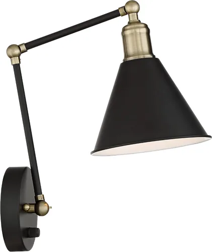 Vista 8 de 360 Lighting Wray - Lámpara de pared moderna con brazo oscilante ajustable para interiores con cable, juego de 2 lámparas de latón antiguo negro