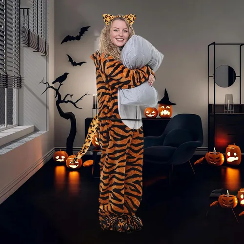 Vista 5 de Abeillo Conjunto de disfraz de animales, diadema de orejas, pajarita y cola para Halloween Cosplay