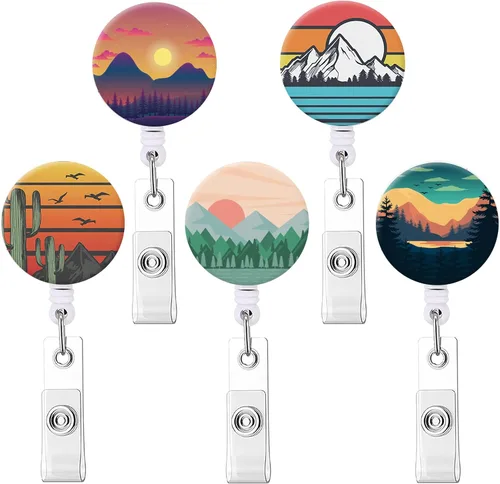 Vista 51 de Carrete retráctil para credenciales de enfermera, lindo nombre, carretes decorativos para tarjetas de identificación con clip en soportes