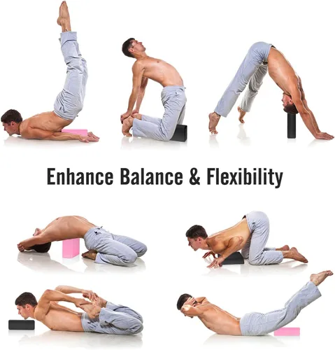 Vista 7 de MoKo Bloques finos de yoga, paquete de 2, 9 x 6 x 3 pulgadas, bloques de yoga de espuma EVA de alta densidad, ecológicos y ligeros, aumentan
