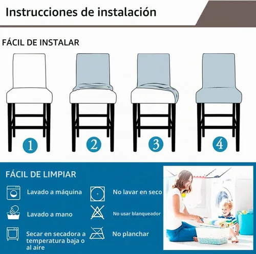 Vista 7 de Cubiertas de taburete de bar impermeables, fundas elásticas lavables (beige, 2 piezas)