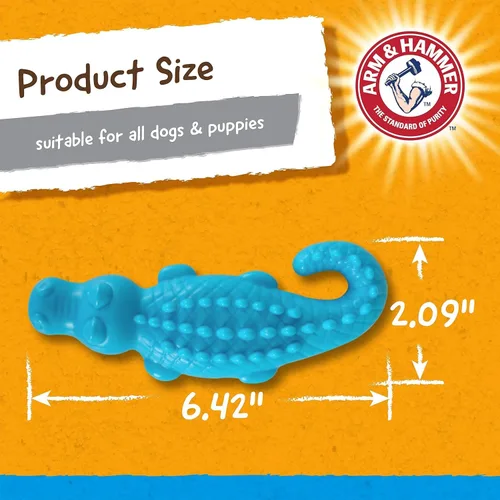 Vista 7 de Arm & Hammer Nubbies Gator - Juguete dental masticable para perros, sabor a menta, bicarbonato de sodio, con infusión de ranuras, placa de reducción