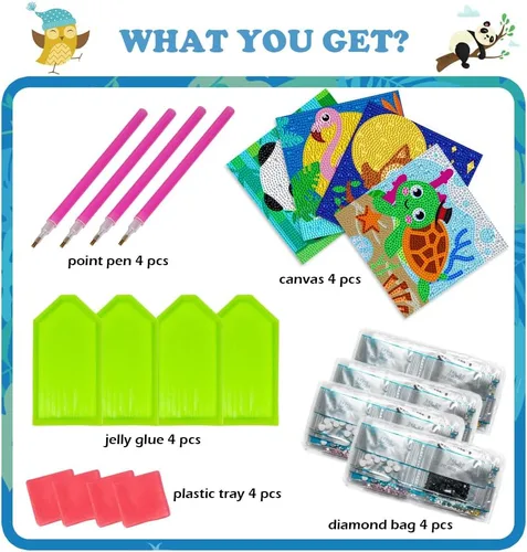 Vista 3 de Labeol Kits de arte de diamantes para niños, manualidades para niñas de 6 a 8 a 10 a 12 años, fáciles de hacer tú mismo, creativas calcomanías