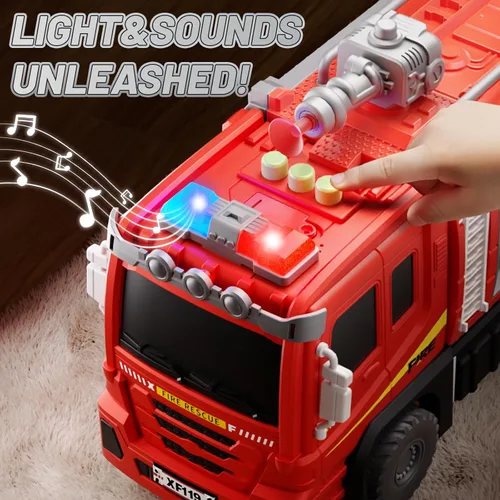 Vista 9 de Fire Truck Toy for Kids Ages 3-5 4-8, 2-in-1 Race Track Set with Launcher