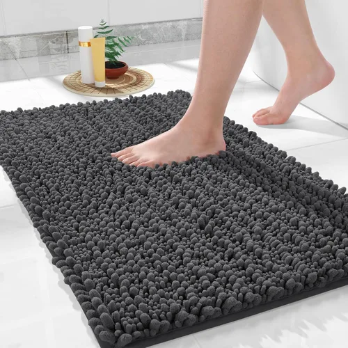 Vista 53 de Yimobra Alfombras de Baño Antideslizantes Lavables - Alfombra de Baño de Chenilla Ultra Suave Absorbente, Alfombra Peluda de Secado Rápido para Negro