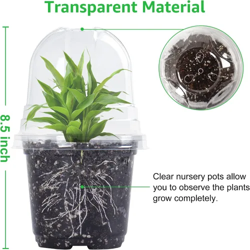 Vista 4 de Bonviee 36 paquetes de macetas de vivero transparentes de 3.5/4/5 pulgadas con cúpulas de humedad, macetas de inicio de semillas de varios tamaños