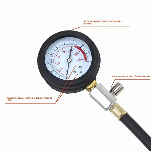 Vista 5 de Medidor de presión de aceite de automóvil de 0-140PSI Herramienta profesional de medidor de presión de aceite para prueba de diagnóstico de aceite