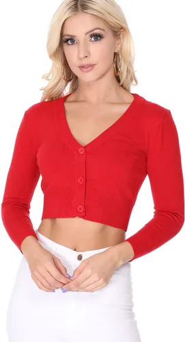 Vista 5 de YEMAK - Chaqueta de punto para mujer, manga 34, con botones, (S-4X)