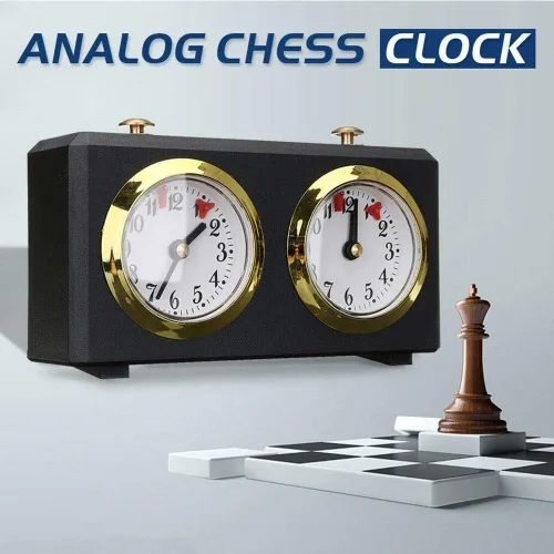 Vista 3 de Temporizador de ajedrez analógico profesional, reloj de juego de cuenta hacia arriba sin batería para ajedrez internacional I-GO Shogi, temporizador