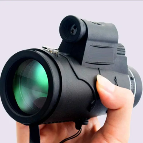 Vista 9 de 12x 50 HD Monocular Telescope with LED Flashlight Night and Phone Holder Tripod for Bird Watching, Hunting, Hiking, Concert, Travel