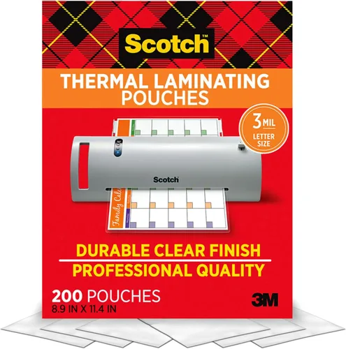 Vista 12 de Bolsas de laminación térmica Scotch, para uso con laminadores térmicos, 8.9 x 11.4 pulgadas, hojas tamaño carta, paquete de 100