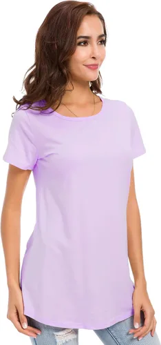 Vista 7 de Camisetas de algodón para mujer, de manga corta, holgadas, cómodas, básicas, lisas