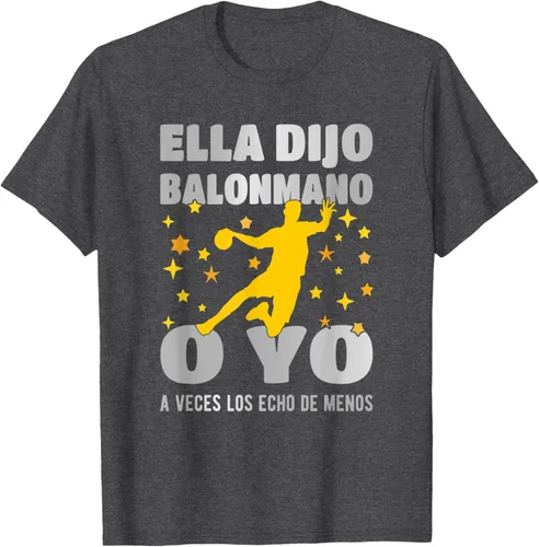 Vista 15 de Camiseta Ella Dijo El Balonmano O Yo. La Extraño, Negro