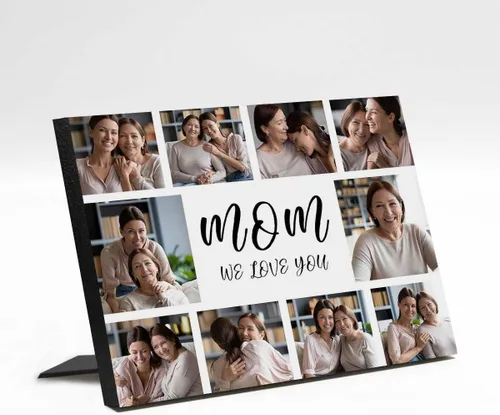 Vista 8 de InterestPrint Panel de fotos personalizado para mamá y nombre para exhibición de mesa Love You Mom You're the Best 3 Fotos Marco de fotos