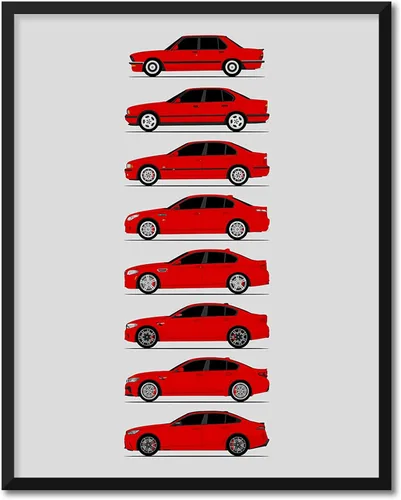 Vista 13 de Custom Car Posters Handmade Poster compatible with BMW M5 Generations and Print of BMW Car Models: E28, E34, E39, E60, F10, F90 - Multi, 8x10