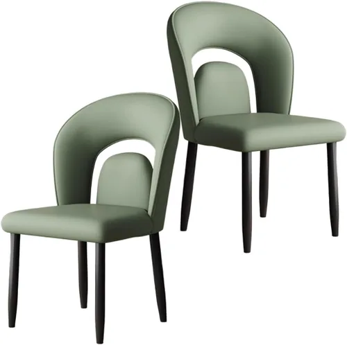 Vista 19 de YVYKFZD Leather Dining Chairs, Kitchen Chairs Set with Curved Back, Upholstered Dining Room Chair, Armless Comfy Side Chair, for Living Room, Dark