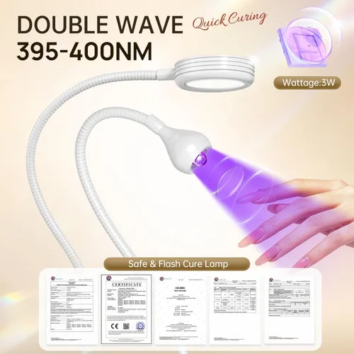 Vista 2 de AORAEM Lámpara de uñas LED UV, lámpara de uñas de doble cabeza para uñas de Blanco