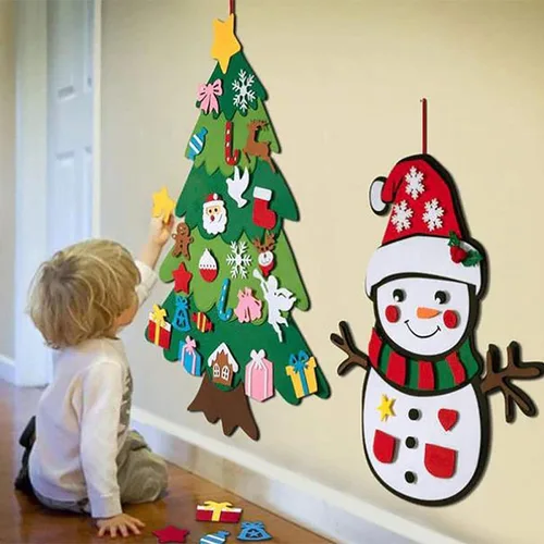 Vista 2 de Everized - Árbol de Navidad interactivo de fieltro para niños, árbol de Navidad Montessori