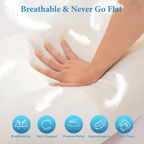 Vista 6 de Almohada cervical para aliviar el dolor de cuello – Almohada de espuma viscoelástica de contorno para dormir de lado y de espalda, doble altura 4.7
