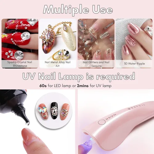 Vista 5 de Makartt Juego de deshidratador de uñas e imprimación con pegamento de diamantes de imitación, imprimación de uñas para uñas, gel de pegamento