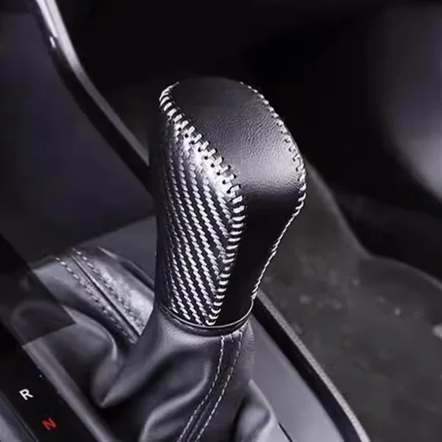 Vista 8 de Cubierta de Cuero para Pomos de Palanca de Cambios de Automóvil, Cubierta de Mango de Engranaje de Palanca de Cambios para Subaru Crosstrek/Impreza