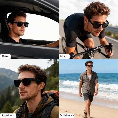 Vista 2 de Lentes inteligentes AI con lentes de cambio de color, gafas Bluetooth para hombres y mujeres con traducción más de 160 idiomas asistente de voz