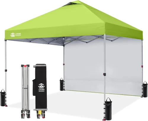 Vista 38 de CROWN SHADES Toldo desplegable de 8 x 8 con 1 pared lateral, tienda de campaña para playa, beige