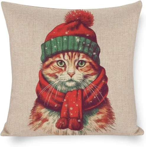 Vista 19 de Hellote - Funda de cojín de lino para sofá, dormitorio, automóvil, 16 x 16 pulgadas, decoración de invierno para el hogar Patrón 1