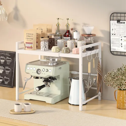 Vista 2 de DOLALIKE Estante para horno de microondas, soporte expandible para microondas, organizador de encimera de cocina, almacenamiento de utensilios