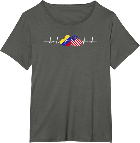 Vista 15 de Camiseta Venezuela American Heartbeat para mujer, Negro, S