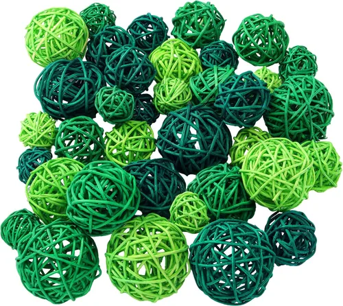 Vista 24 de Patelai 36 Piezas Bolas de Mimbre de Ratán Bolas Decorativas para Jarrón Centro de Mesa Cuencos Esferas de Relleno para Decoración del Hogar, 4 Boho