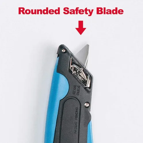 Vista 4 de COSCO 091508 Easycut - Cuchillo cortador con hoja autoretráctil con punta de seguridad, negro/azul
