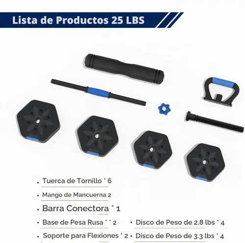 Vista 2 de VIVITORY Juego de mancuernas de pesos ajustables, pesas libres con conector, juego de mancuernas ajustables antideslizantes, barra para gimnasio