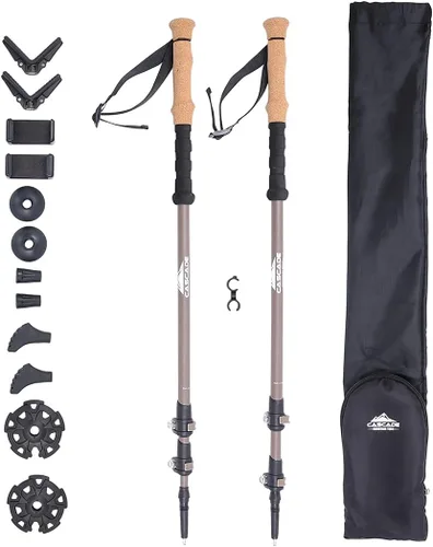 Vista 13 de Bastones de Senderismo Cascade Mountain Tech - Bastones Monopod de Fibra de Carbono para Caminar o Hacer Senderismo con Soporte para Accesorios