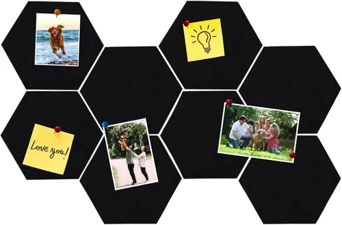 Vista 14 de 8 Piezas Azulejos Hexagonales de Tablero de Corcho de Fieltro, Autoadhesivos DIY Tablero de Anuncios Tablero de Clavijas para Oficina Escuela Hogar