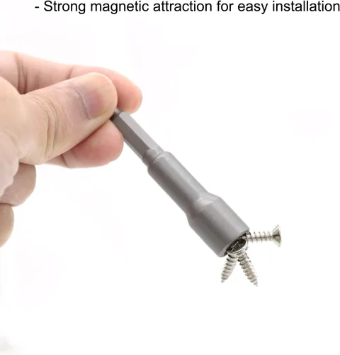 Vista 3 de Broca magnética de tuerca de 1/4 de pulgada con vástago hexagonal de 0.276 in, adaptador de enchufe de alimentación de cambio rápido, brocas