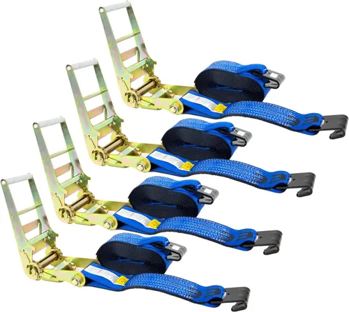 Vista 10 de Mytee Products Correas de trinquete de gancho plano de 4 pulgadas, correas de amarre de trinquete resistentes de 4 x 20 pies con ganchos planos