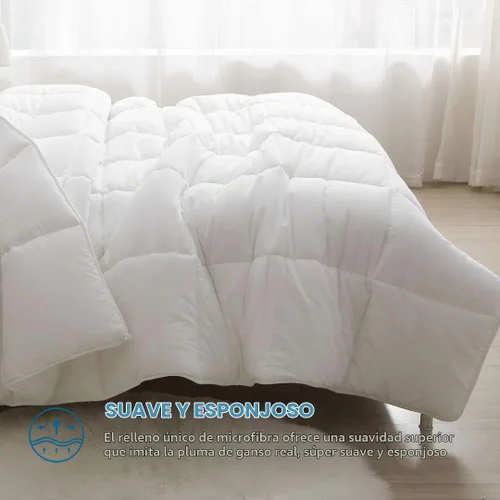 Vista 9 de Dafinner Edredón Alternativo de Plumón Ligero con Funda 100% Algodón Tamaño King, Relleno de Edredón Ultra-Suave para Clima Cálido, Colcha de Cama