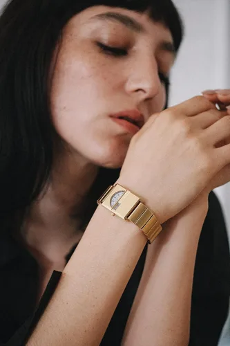 Vista 4 de Breda Pulse Tandem, reloj de pulsera de oro y metal, 1.024 in, Oro, Pulso (Tándem)