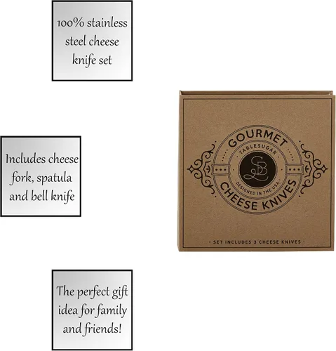 Vista 4 de Santa Barbara Design Studio Set de regalo Kitchen Essentials TableSugar Kraft Caja de regalo de libro de cartón, 3 piezas, cuchillos de queso gourmet